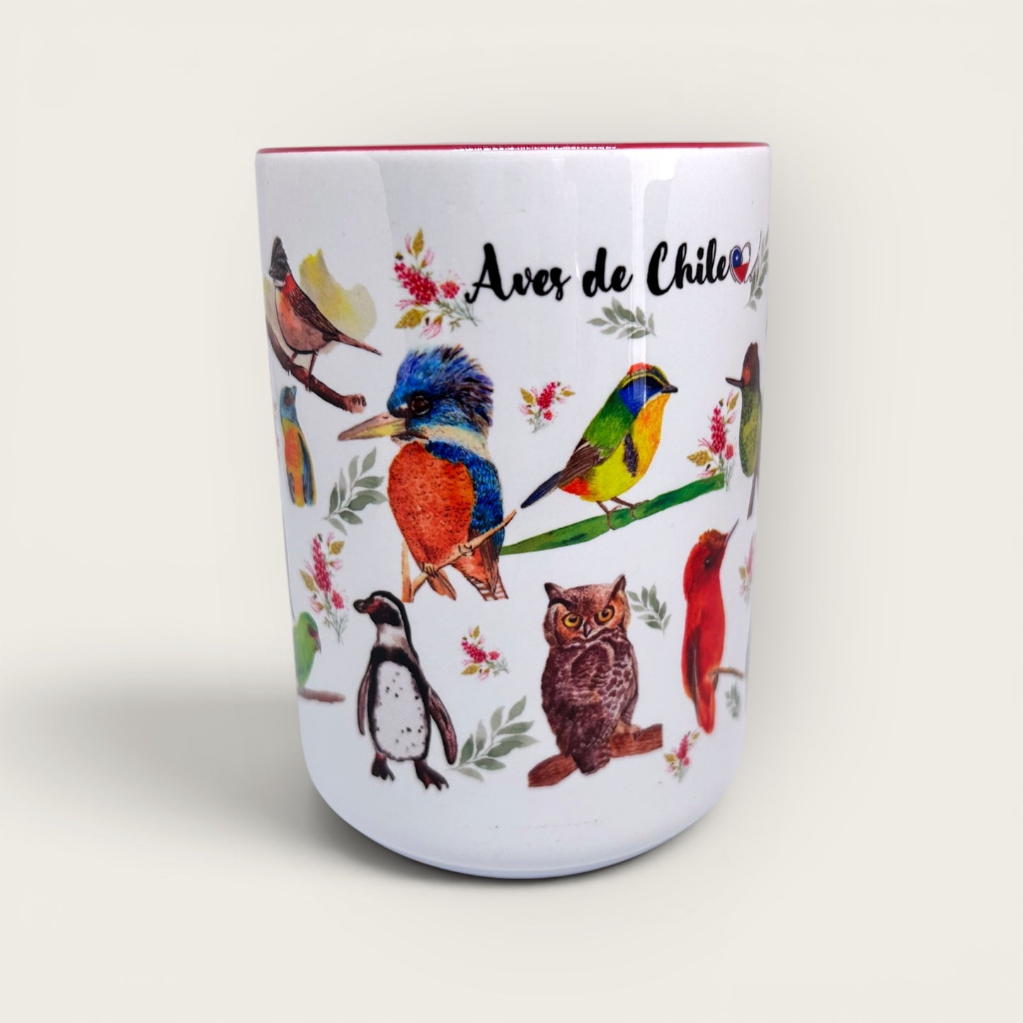 Tazón de cerámica Aves de Chile roja 15 oz