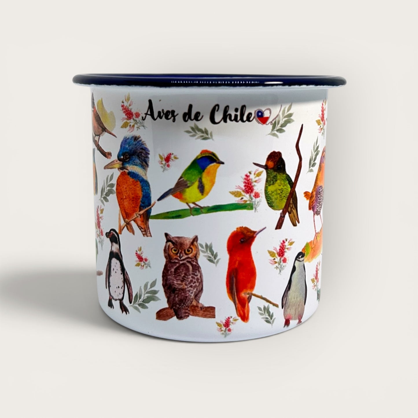 Tazón enlozado Aves de Chile Azul