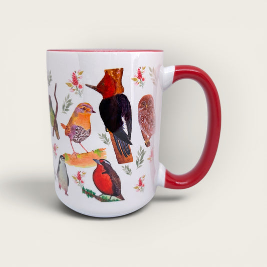 Tazón de cerámica Aves de Chile roja 15 oz