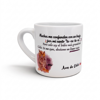 Taza de Cerámica Ilustrada con Aves de Chile Alas y raíces