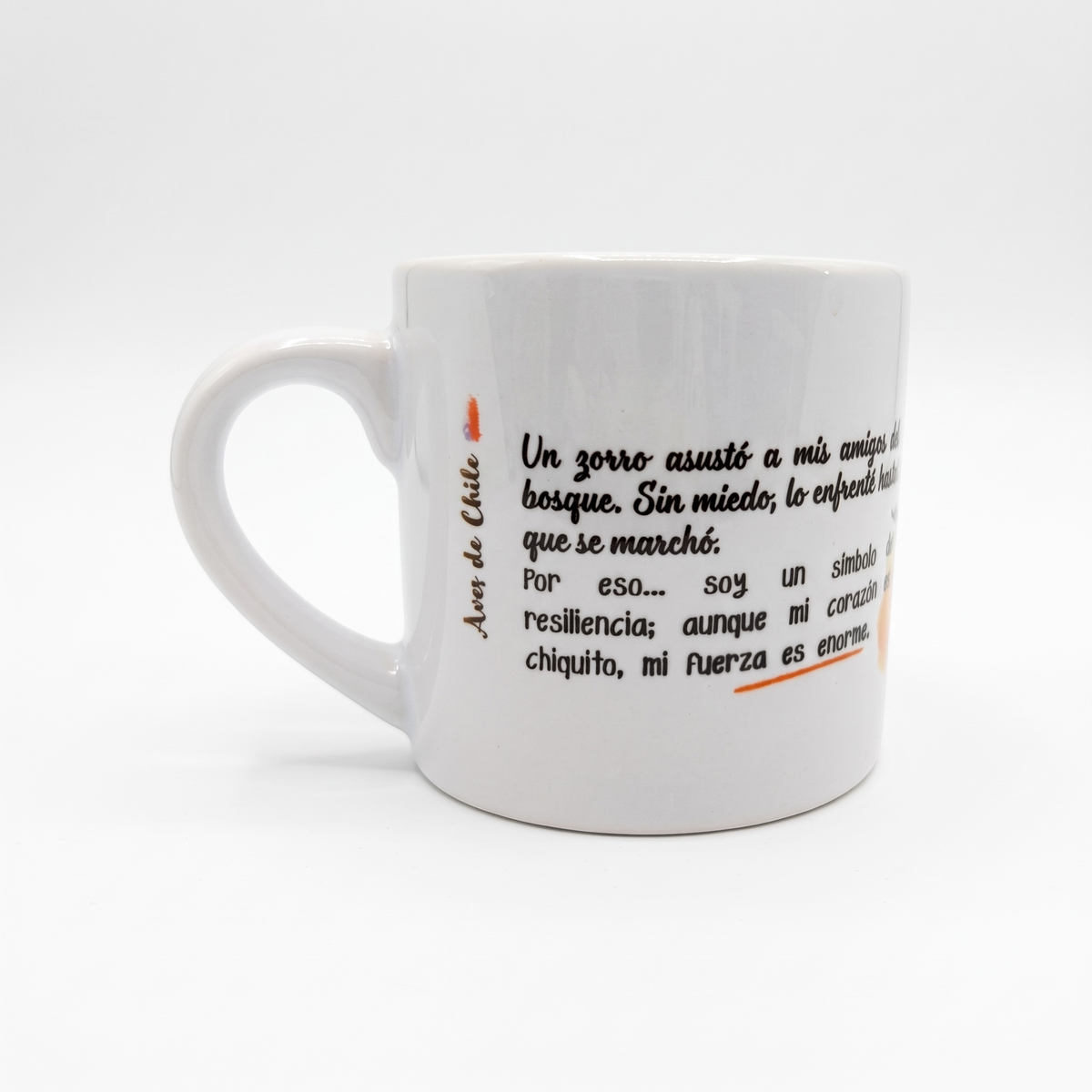 Taza de Cerámica Ilustrada con Aves de Chile Alas y raíces