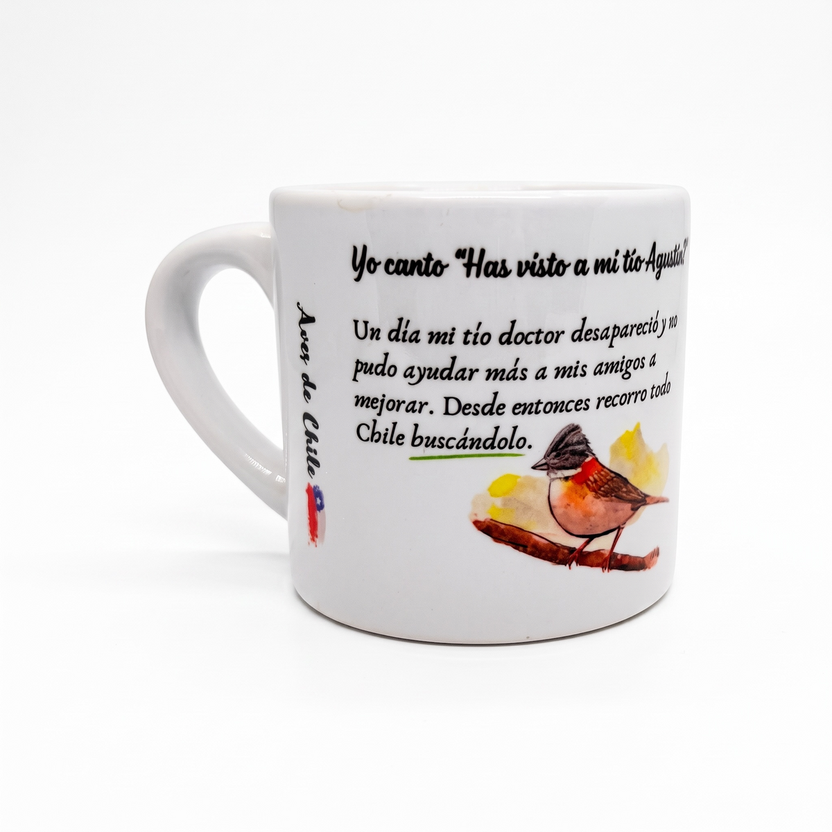 Taza de Cerámica Ilustrada con Aves de Chile Alas y raíces