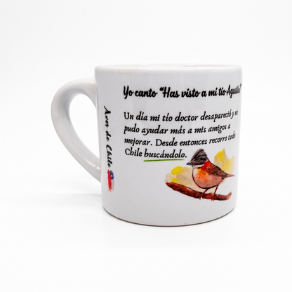 Taza de Cerámica Ilustrada con Aves de Chile Alas y raíces