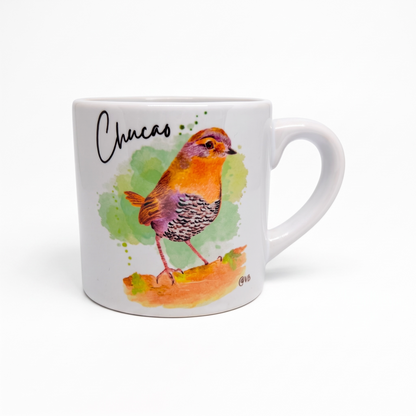 Taza de Cerámica Ilustrada con Aves de Chile Alas y raíces