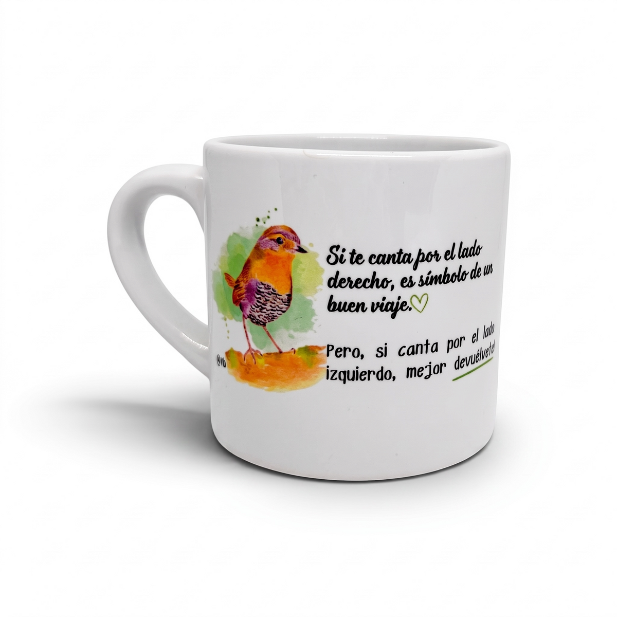 Taza de Cerámica Ilustrada con Aves de Chile Alas y raíces