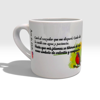 Taza de Cerámica Ilustrada con Aves de Chile Alas y raíces