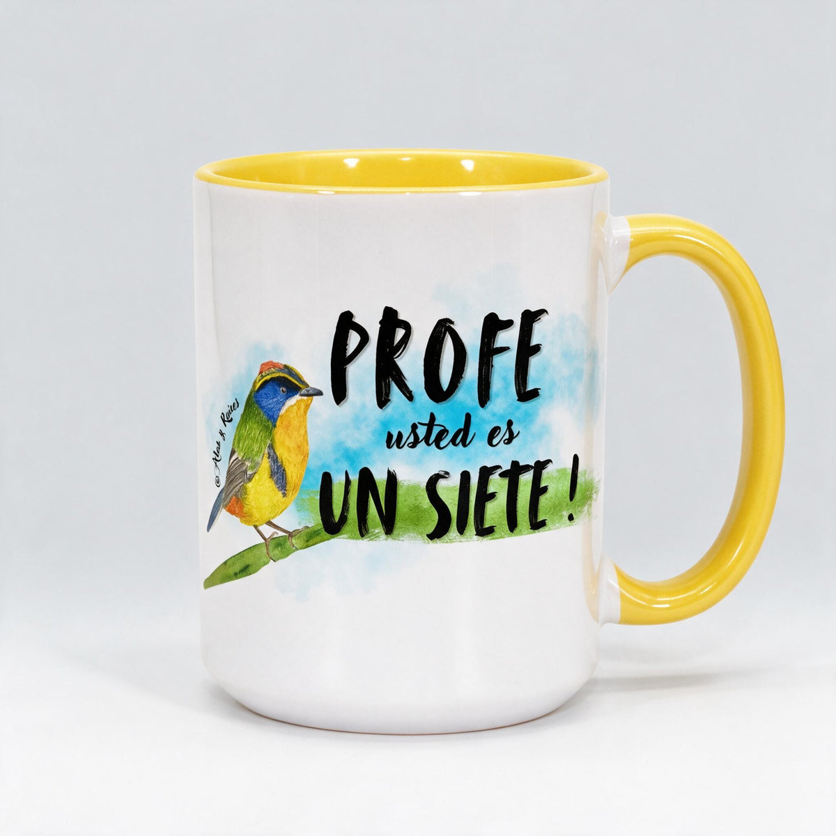 Taza de cerámica para profesores de Alas y raíces